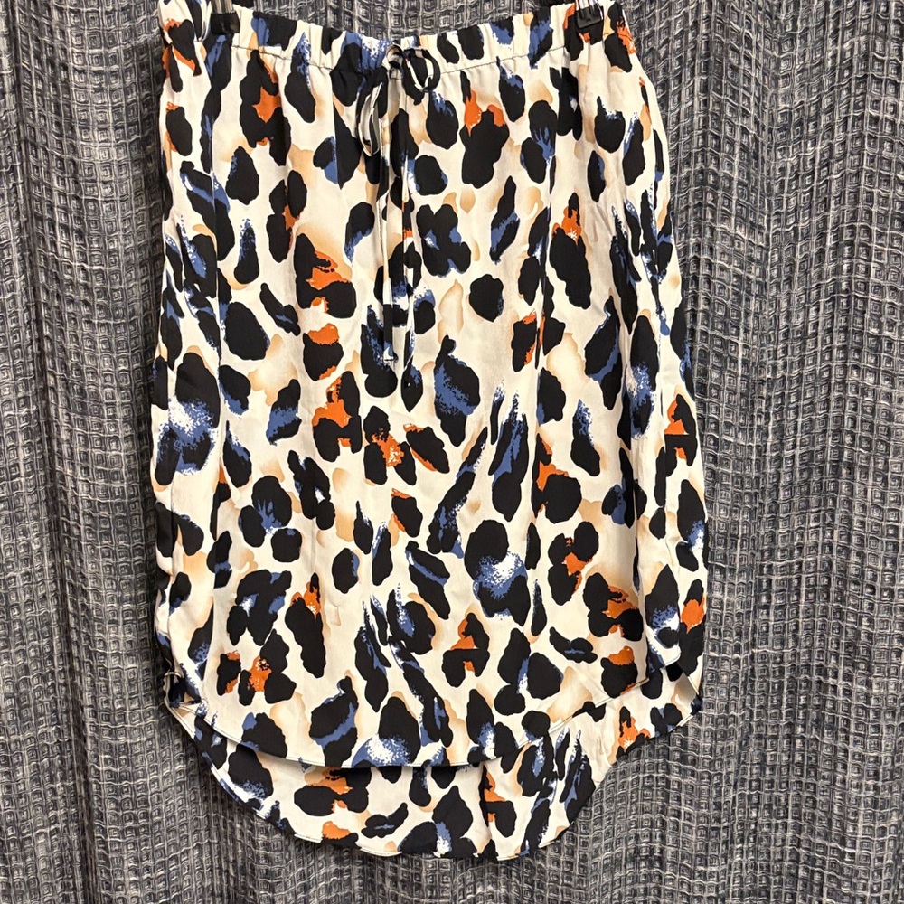 SHEIN Leopard Print Midi Skirt - Black, Orange, Blue